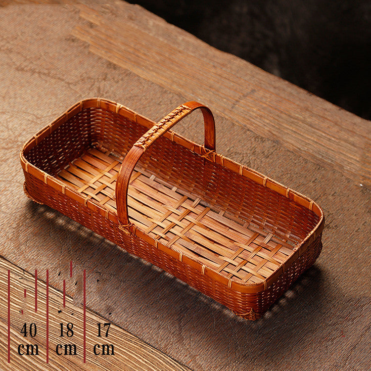 Hand made Exquisite Bamboo Woven Antique Food Basket