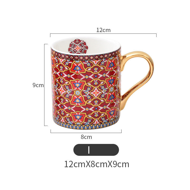Moroccan style gold painted ceramic mug