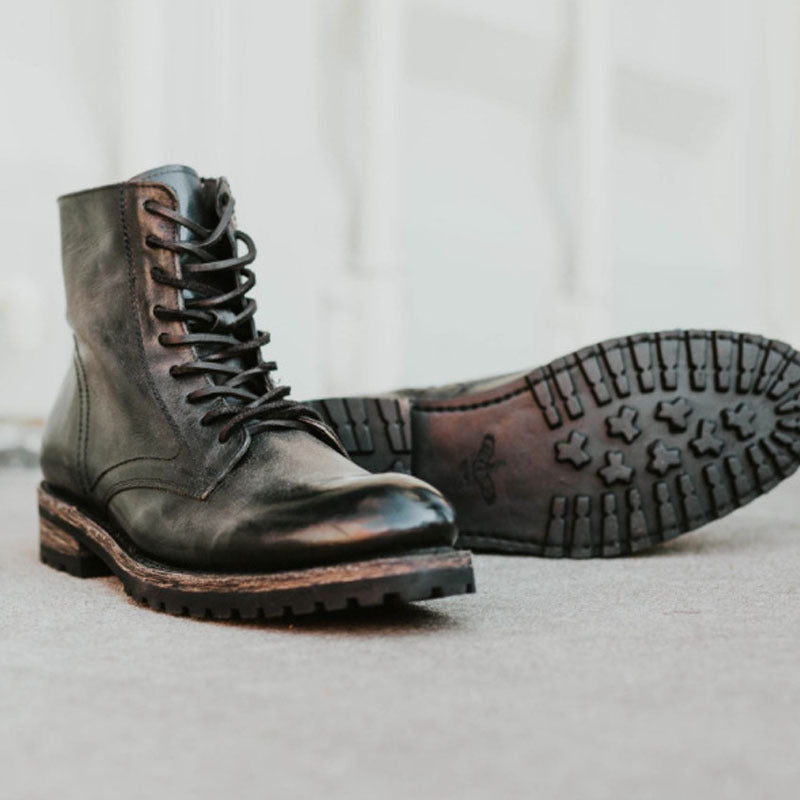 High Top, Low-Heel Lace-Up Boots