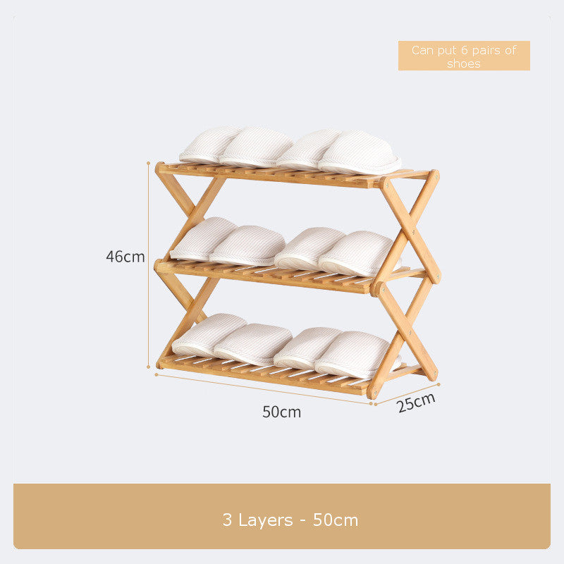Folding Reinforced Bamboo Shoe Rack