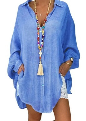 Ladies Cozy Cotton Casual Ripped Blouse