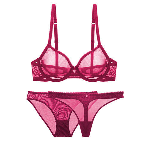 Transparent Mesh Bra Set
