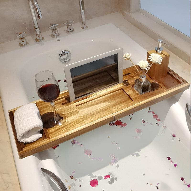 Bamboo Wood Bathtub Telescopic Tray