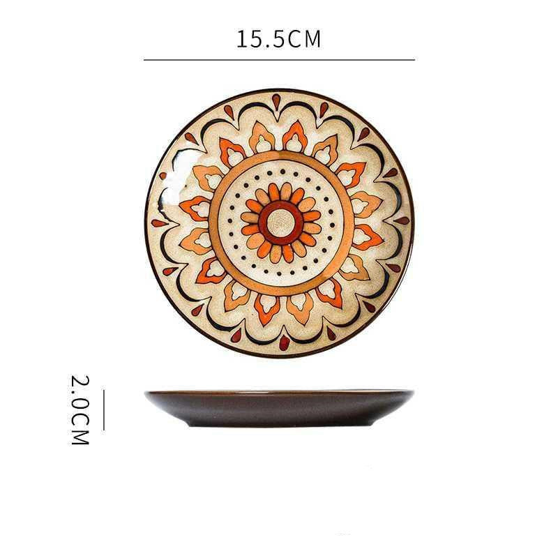 Hand painted ceramic round dinner plates