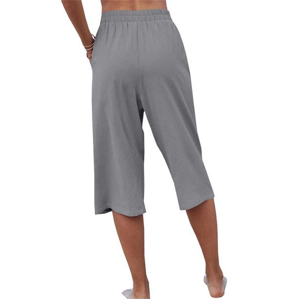 Casual Cropped Cotton Linen Loose Pants