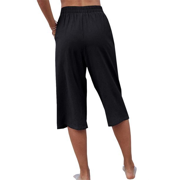 Casual Cropped Cotton Linen Loose Pants