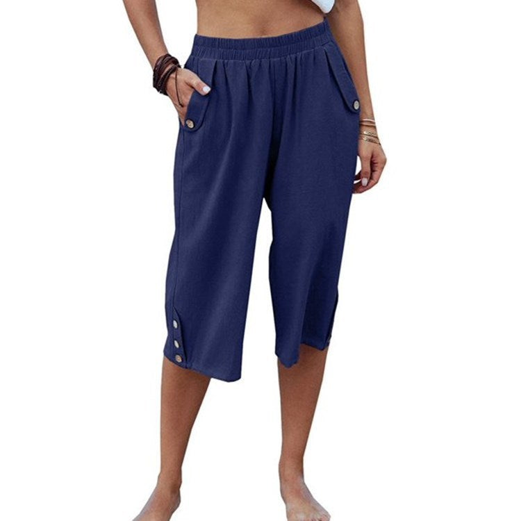 Casual Cropped Cotton Linen Loose Pants