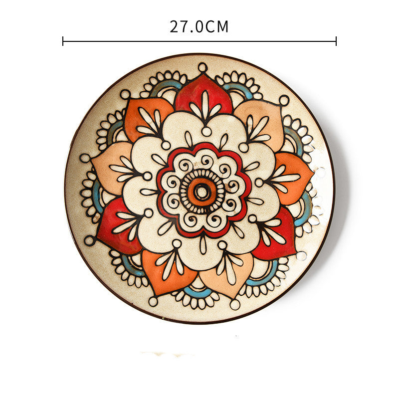 Hand painted ceramic round dinner plates
