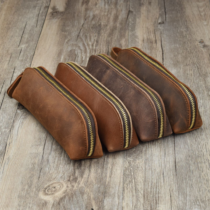 Handmade Leather Pencil, Glasses Storage Case