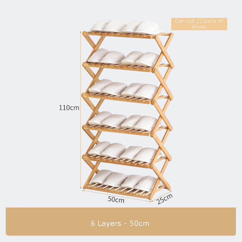 Folding Reinforced Bamboo Shoe Rack