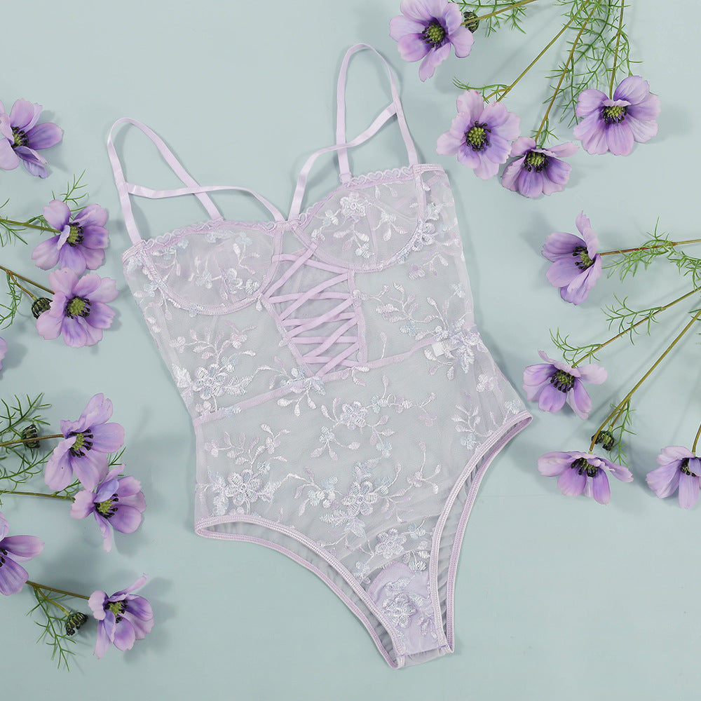 Mbroidery Flower Bodysuit