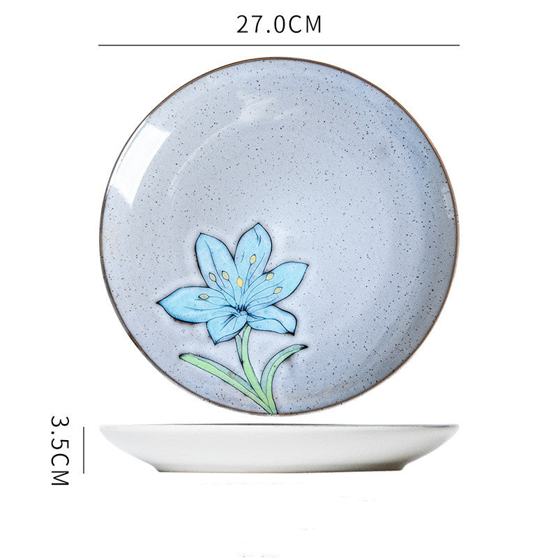 Hand painted ceramic round dinner plates