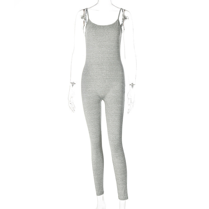 Solid Color Fitness Jumpsuit