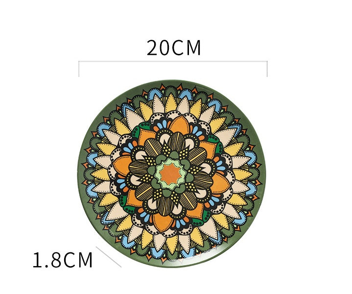 Ceramic Bohemian Moroccan Flat Plate