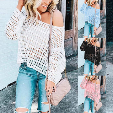 Mesh Openwork Sweater Blouse