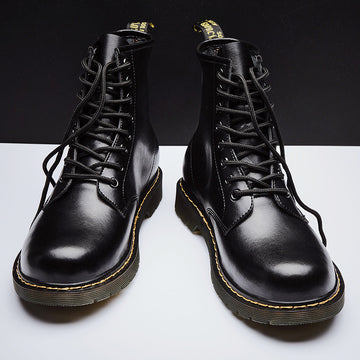High-top Leather British Style Boots
