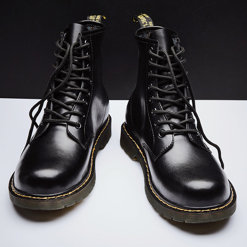High-top Leather British Style Boots