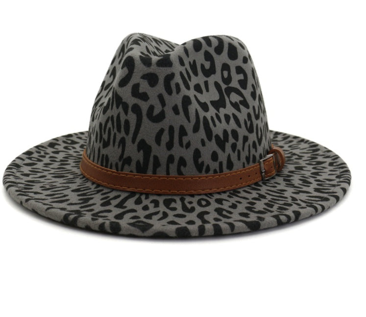 New Leopard Faux fur autumn and winter jazz hat