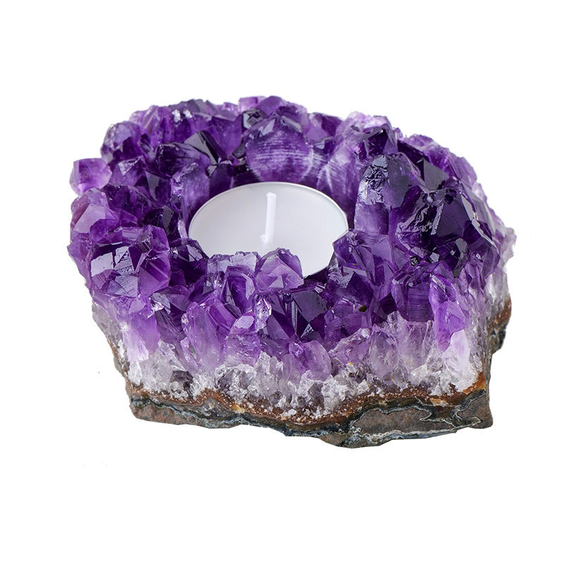 Natural Amethyst Candle Holders