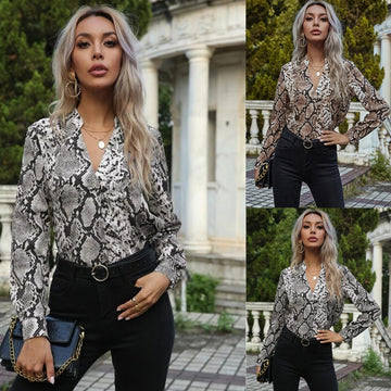 Leopard Print Long Sleeve Lapel Pattern Shirt