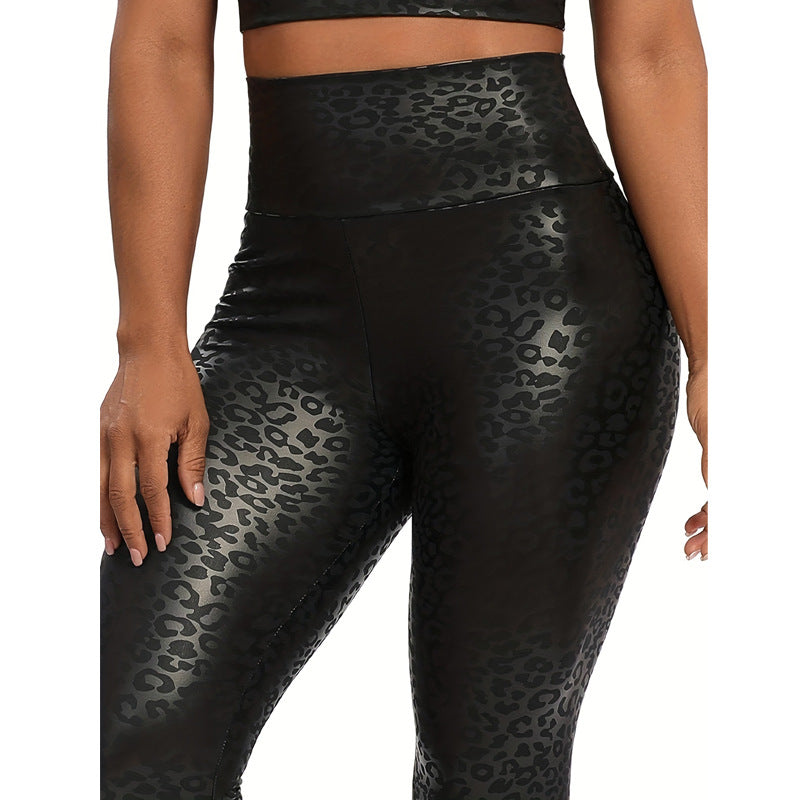 Dark Leopard Print Tight Pants