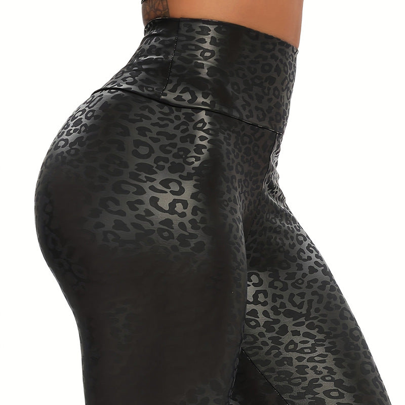 Dark Leopard Print Tight Pants
