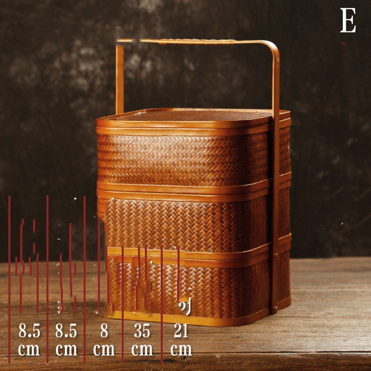 Hand made Exquisite Bamboo Woven Antique Food Basket