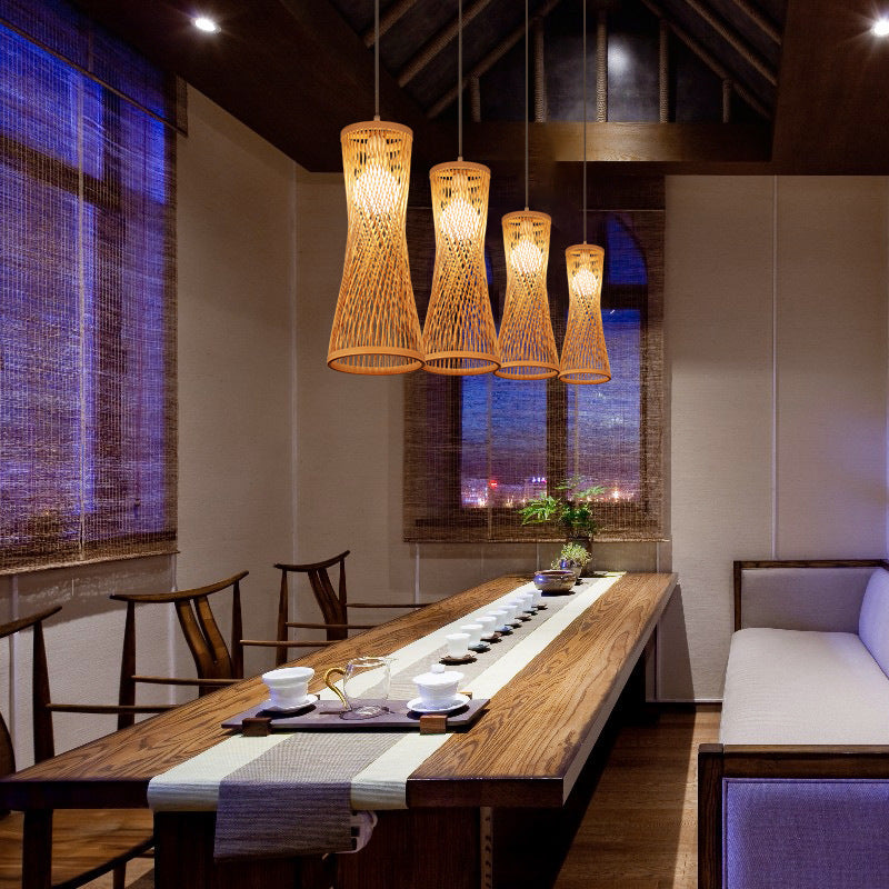 Japanese Style Bamboo Artwork Chandelier