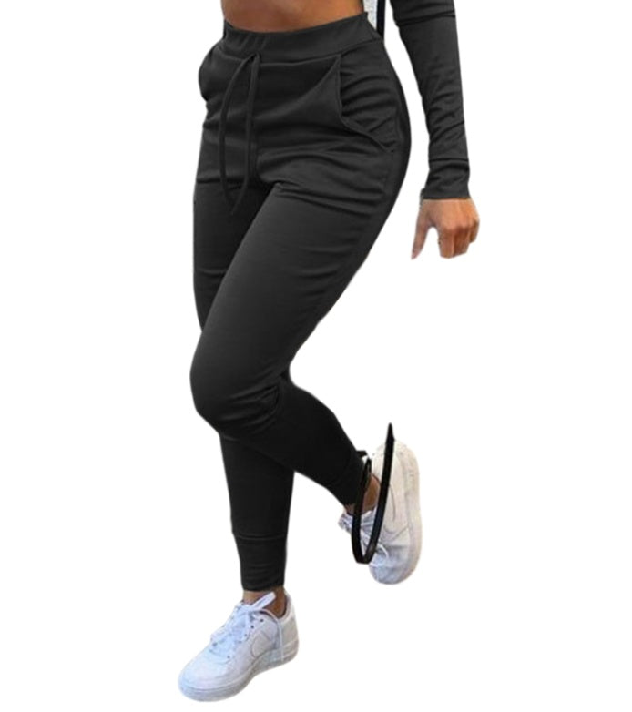 High Waist Skinny Track Pants with Pockets