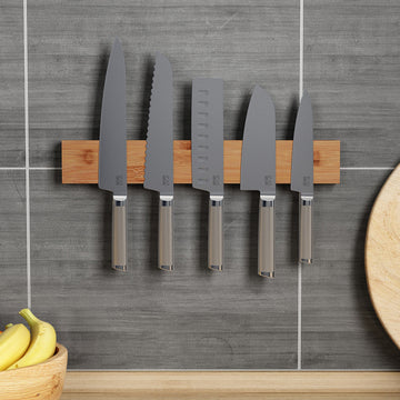 Wall Mounted Bamboo Magnet Knife Holder