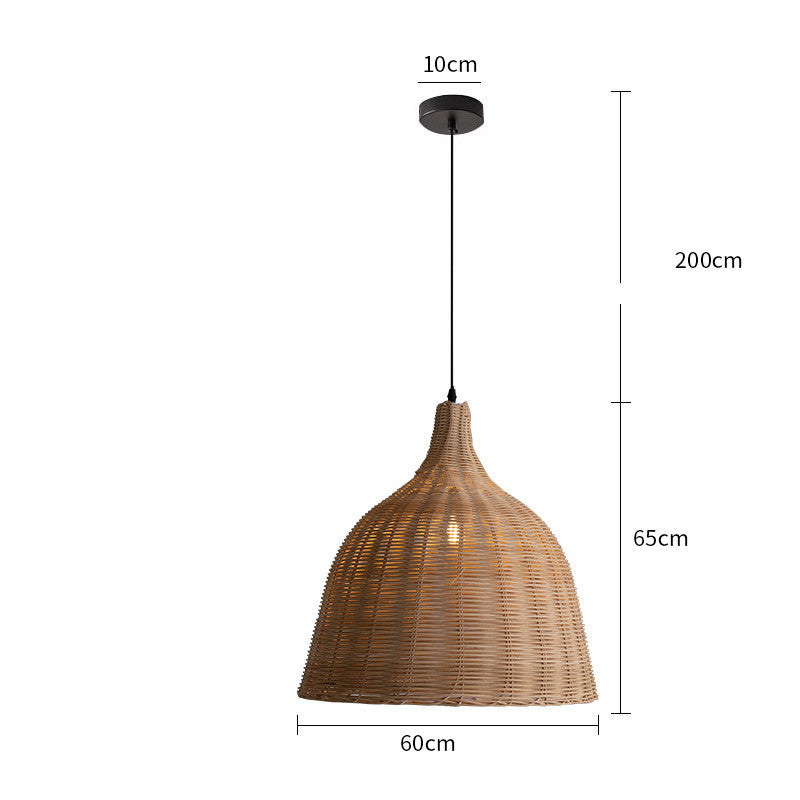 Japanese Restaurant Style Bamboo Hand Woven Rattan Chandelier