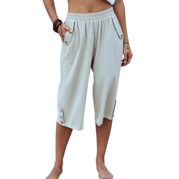 Casual Cropped Cotton Linen Loose Pants