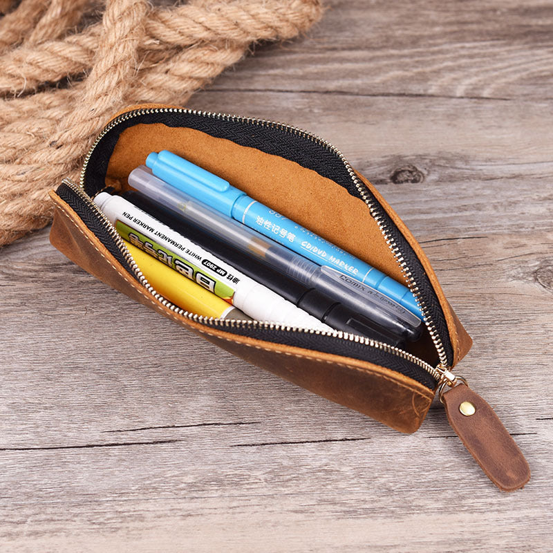 Handmade Leather Pencil, Glasses Storage Case