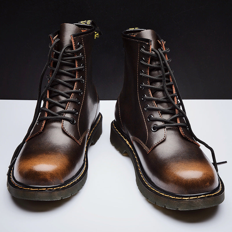 High-top Leather British Style Boots