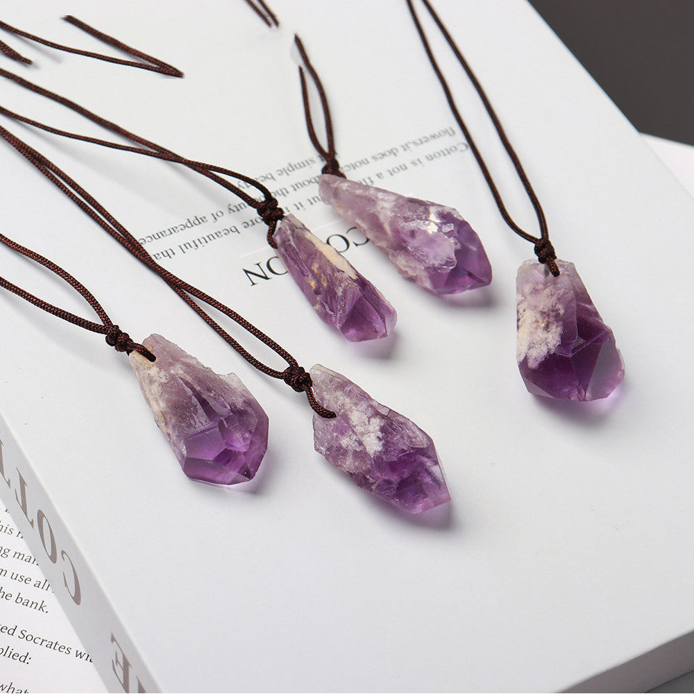 Natural Brazilian Amethyst Stone Backbone Handmade Necklace