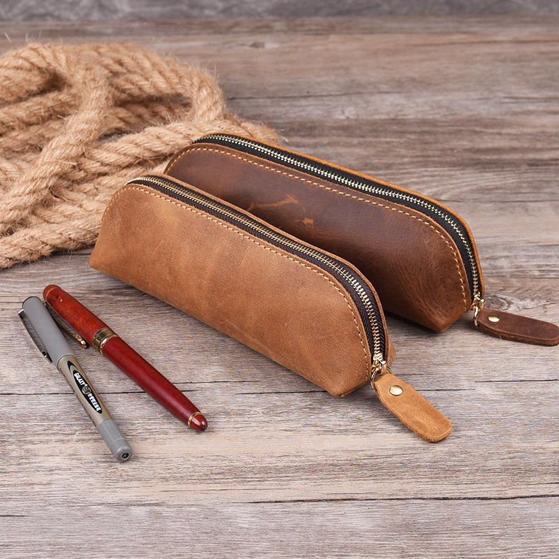 Handmade Leather Pencil, Glasses Storage Case