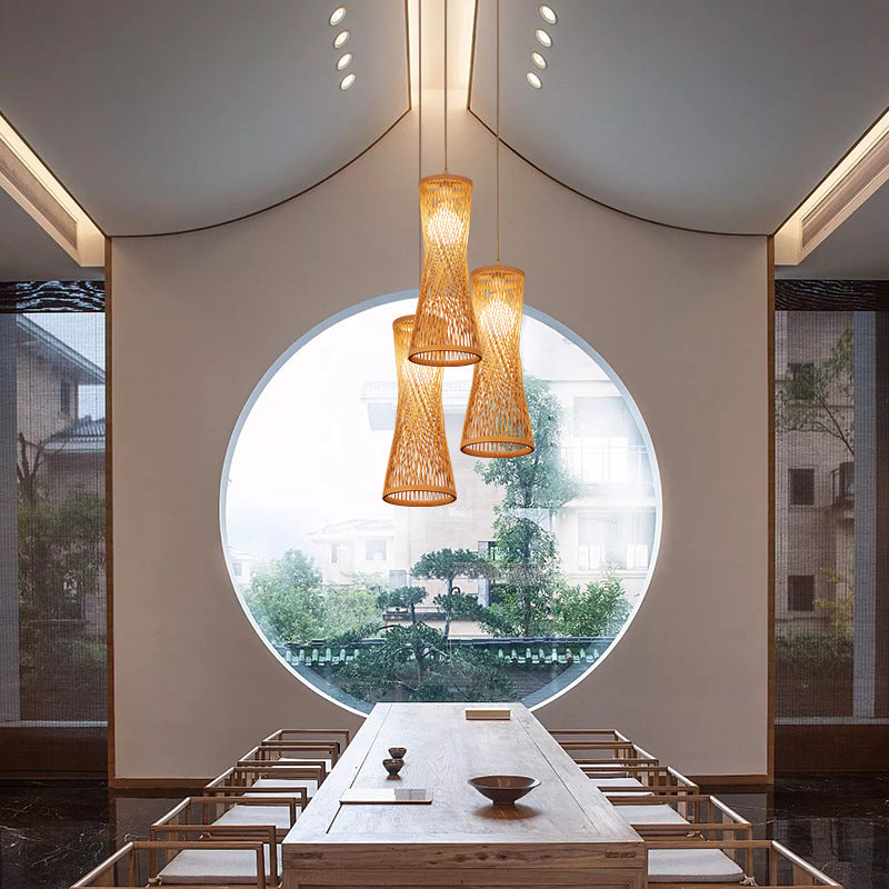 Japanese Style Bamboo Artwork Chandelier