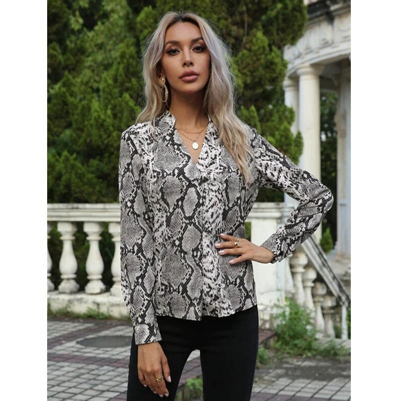 Leopard Print Long Sleeve Lapel Pattern Shirt