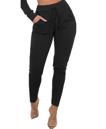High Waist Skinny Track Pants with Pockets