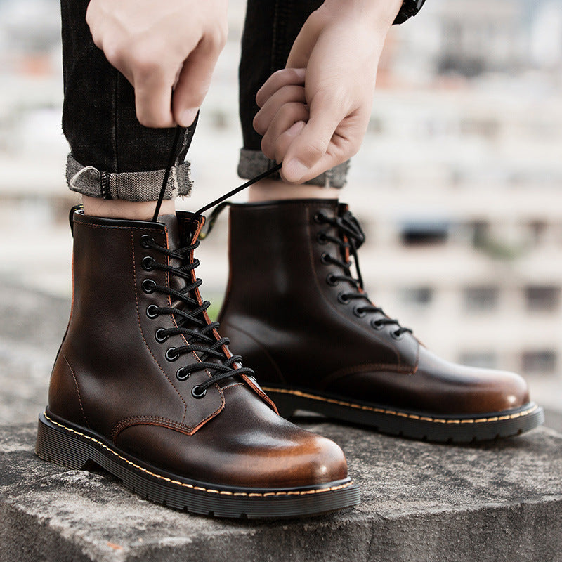 High-top Leather British Style Boots