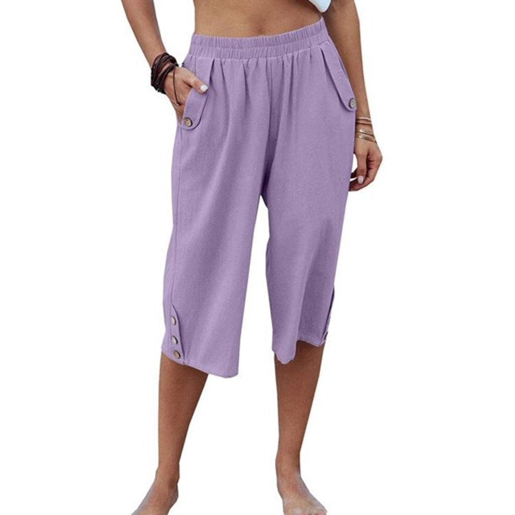 Casual Cropped Cotton Linen Loose Pants