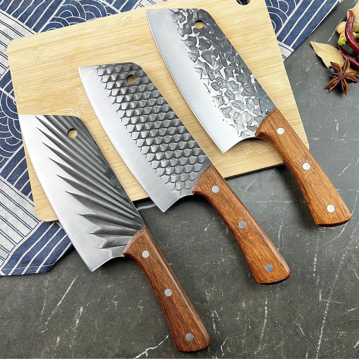 Handmade Stainless Steel Chef's Knifes with Bamboo handle