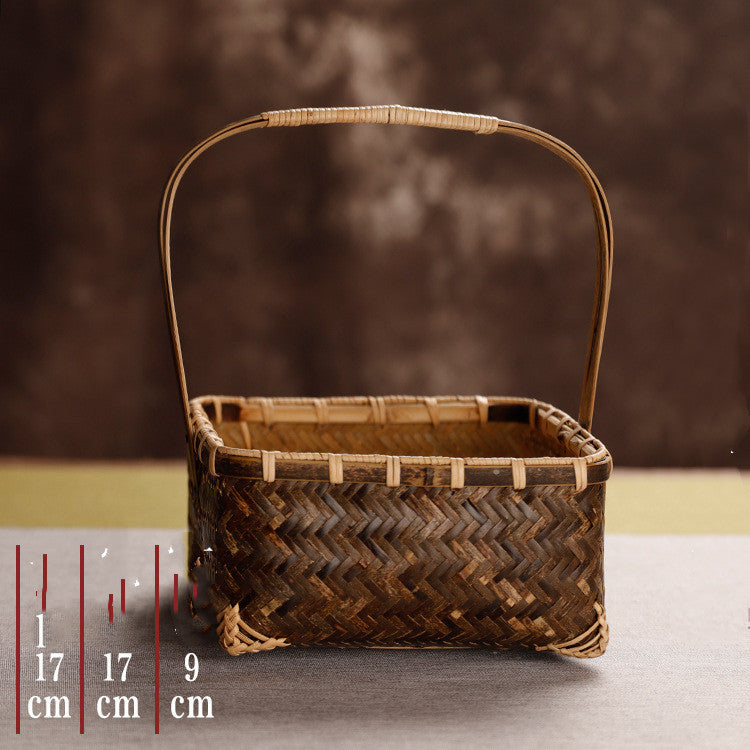 Hand made Exquisite Bamboo Woven Antique Food Basket