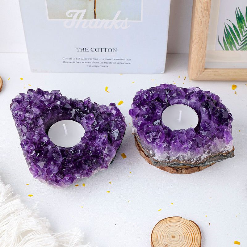 Natural Amethyst Candle Holders