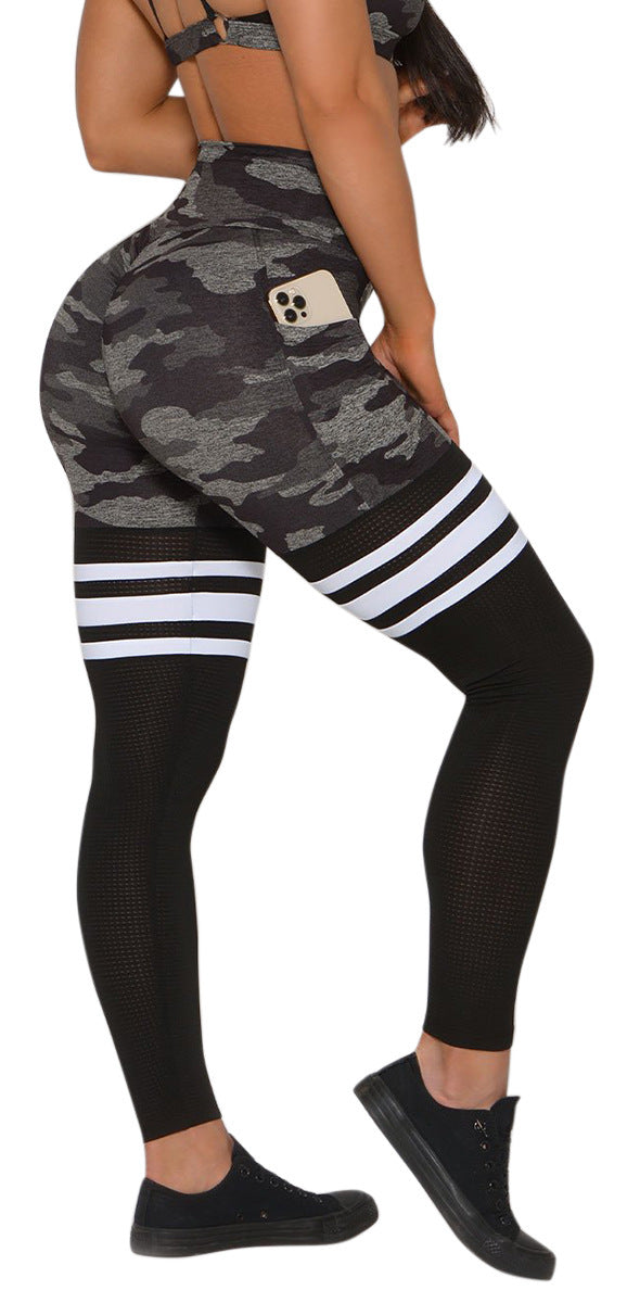 Half Mesh and Camouflaged Work Out Pants