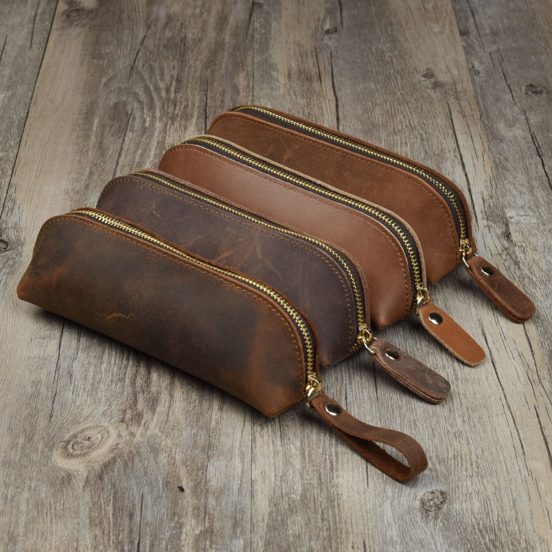 Handmade Leather Pencil, Glasses Storage Case