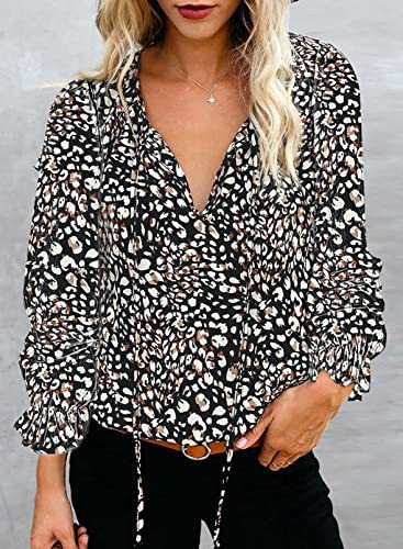 Long-sleeved V-neck Printed Shirt