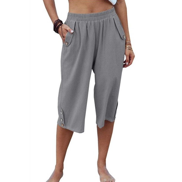 Casual Cropped Cotton Linen Loose Pants