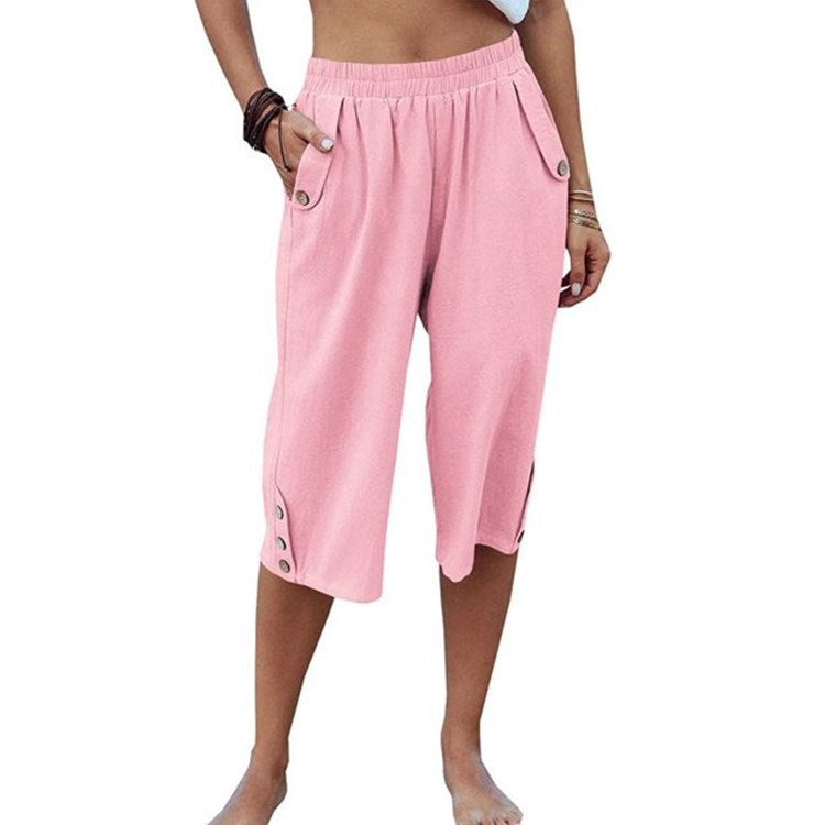 Casual Cropped Cotton Linen Loose Pants