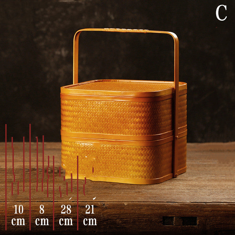 Hand made Exquisite Bamboo Woven Antique Food Basket
